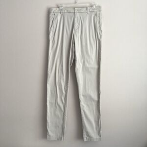 Lululemon Commission Pants Mens 31 Beige Slim Fit Logo Mid Rise Straight Leg